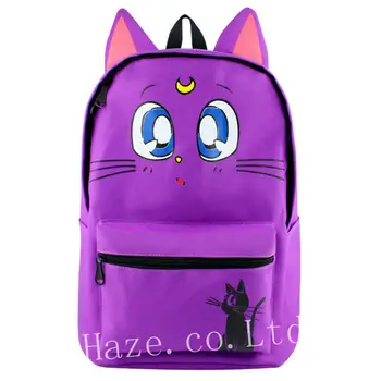 

Anime Sailor Moon Luna Cat Purple Backpack Knapsack School Bag Present travel backpack Women's Backpack