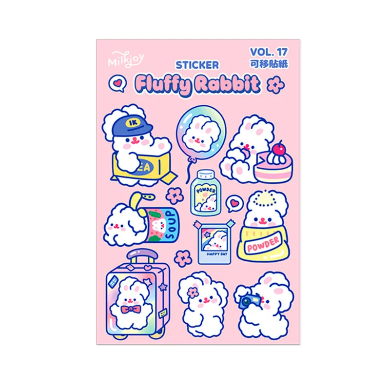 lovely fluffy rabbit stickers scrapbooking decorative sticker korean diy diary album stick label kawaii stationery assorted stickers aliexpress