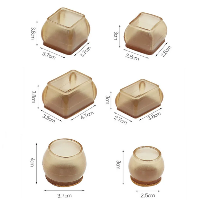 Set of 16 Non-Slip Silicone Chair Leg Caps with Felt Pads - Floor Protector and Furniture Cover