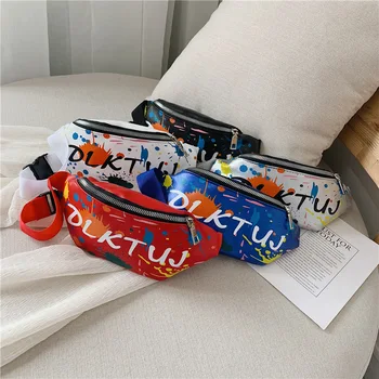 

2020 New Toddler Kid Baby Girl Chest Bag Color Tie Dye Letter Print PU Crossbody Bag Fashion Shoulder Bag