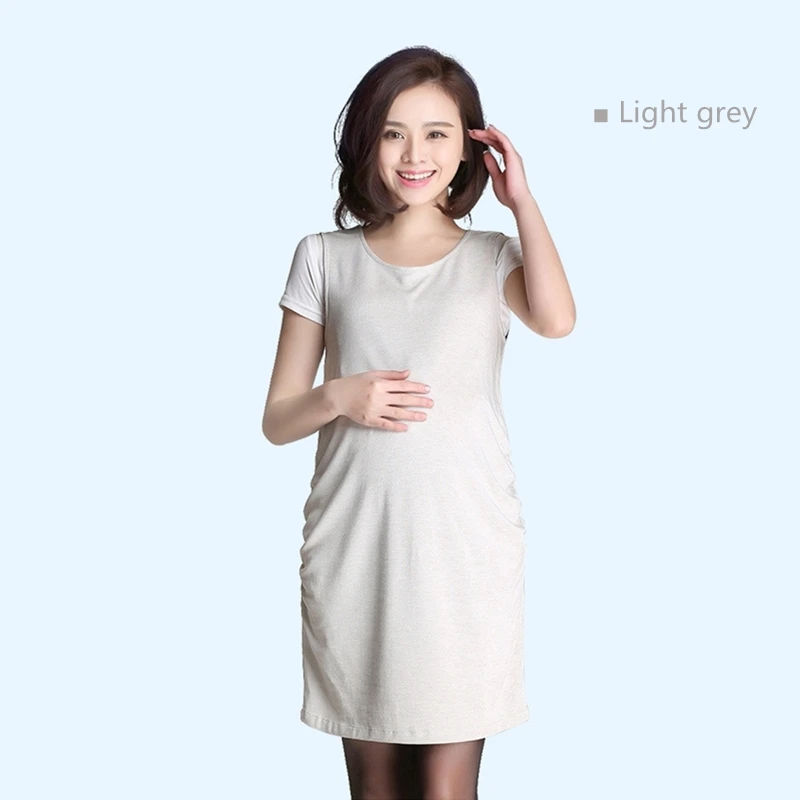 Light grey Ajiacn электромагнитное излучение защитное Серебряное волокно платье EMF Экранирование v-образным вырезом Одежда для беременных женщин - Цвет: Light grey