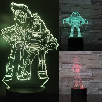 

Toy Story 4 3D LED Night Light Woody Buzz Lightyear 7 Color Changing Lamp Room Decoration Action Figure Toy For Christmas Gift