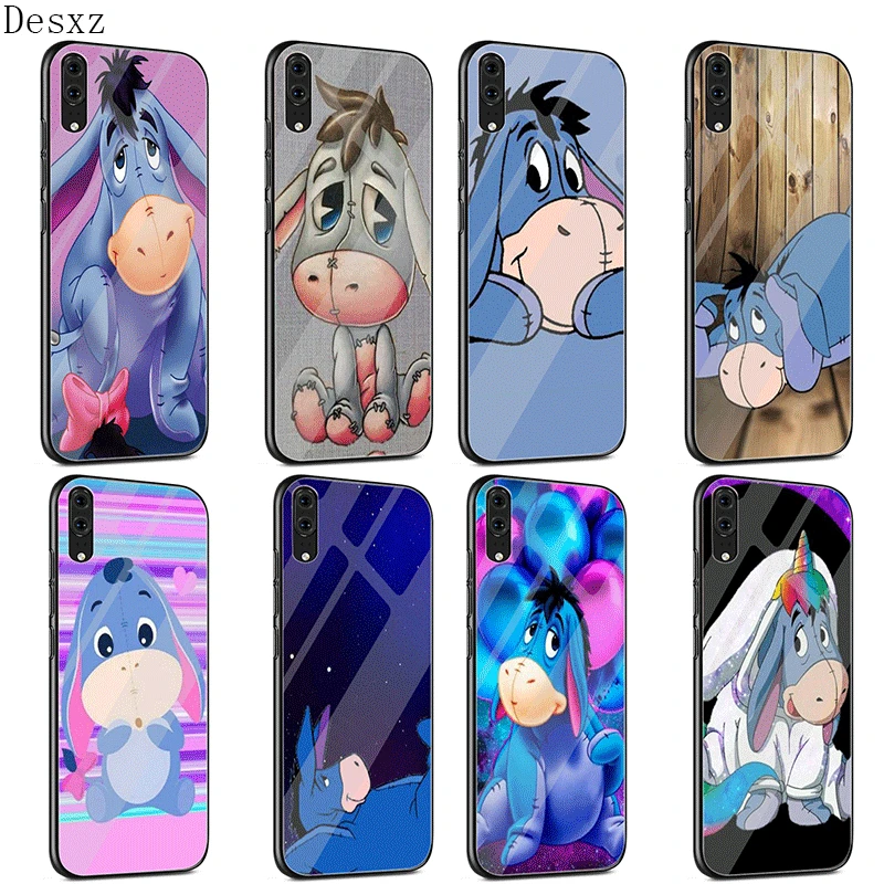 

Phone Case Glass TPU For Huawei P10 P20 P30 Lite Pro P Smart Mate 10 20 Lite Y6 Y9 Honor 7A 8X 9 10 Cover Eeyore Donkey Shell