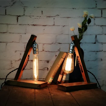 

Table lamp loft Edison real wood creative personality old Lamp Retro Cafe book desk lamp zzp