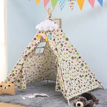 Портативная детская палатка из хлопка и парусины Wigwam Tipi House, детская палатка для девочек, игровой домик, игровой домик, индийский треугольный тент, декор для комнаты