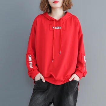 

2019 New Autumn Hooded Sweatshirt Long Sleeve Loose Letter embroidery Casual top Female 200 pounds fat MM can wear cc1058