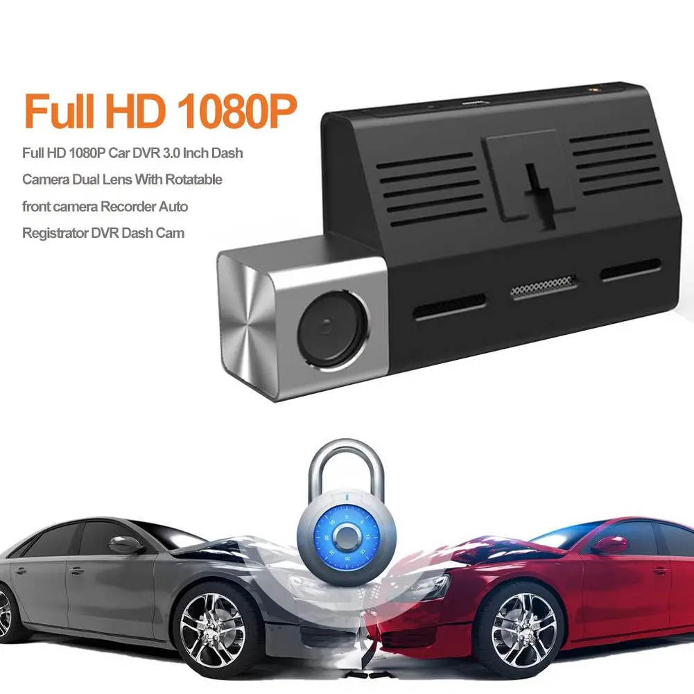Full HD 1080P Автомобильный видеорегистратор 3,0 дюймов Даш камера двойной объектив с вращающейся фронтальной камерой рекордер Авто регистратор dvr видеорегистратор