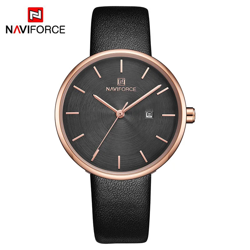 

Naviforce Xiang Nf5002 Women's Quartz Watch Ultra-Thin Dial Leather Belt Simple Date Elegant Watch