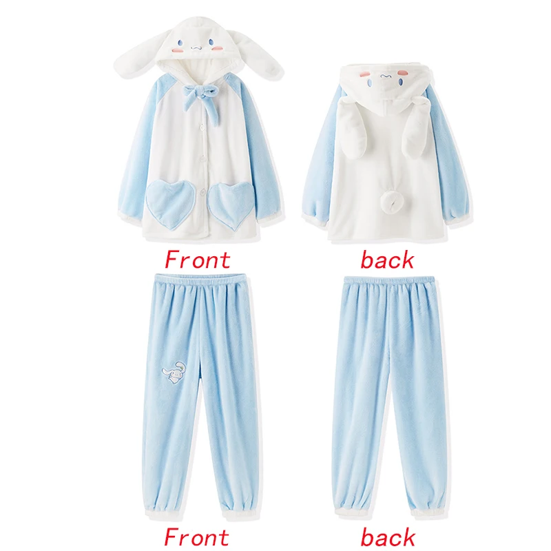 Kawaii Anime Plushie Cinnamoroll Plush Pajamas Women Winter Thick Flannel Home Service Soft Warm and Comfortable Girl Gift | Игрушки и