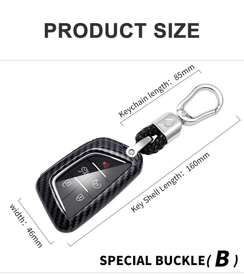 Carbon Fiber Car Smart Key Cover Case Fob For Cadillac DTS STS Escalade CTS SRX XTS ATS C7 2021 Protect Shell Accessories - H4ccd62264e3d420a91f55fc3a0d16ab6C