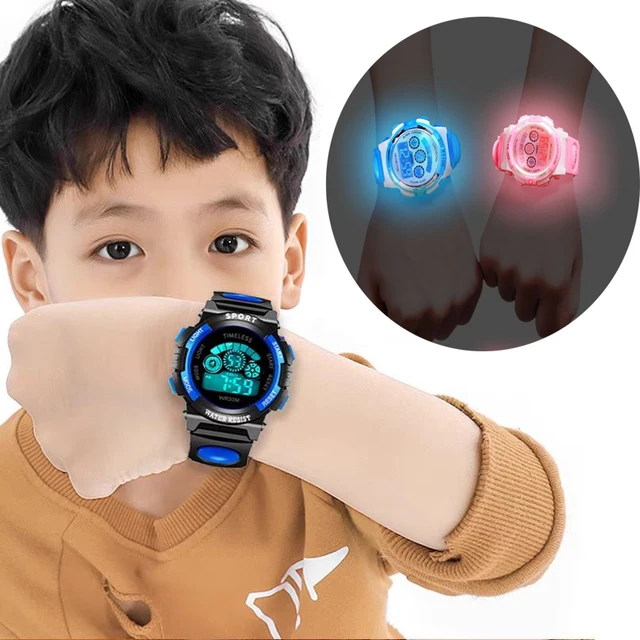 Relógio eletrônico infantil, relógio de alarme com visor luminoso e colorido, à prova d'água, multifuncional, luminoso, para meninos e meninas 1