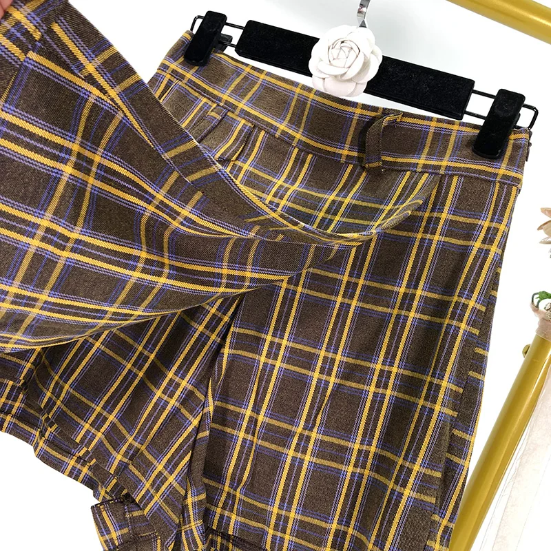 Осенняя новая рубашка с рисунком куртка+ юбка-брюки с высокой талией костюм из двух предметов женский костюм