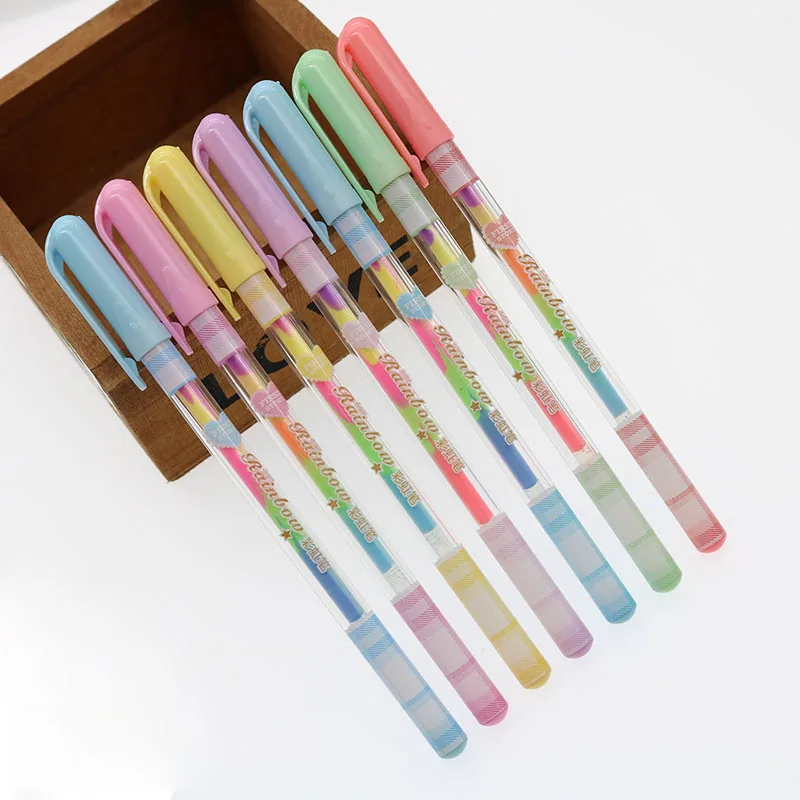 

Creative Rainbow Fluorescent Gel Pen Kawaii 6-in-1 Water Pastel Pen for Office Learning Stationery Student Painting Tools