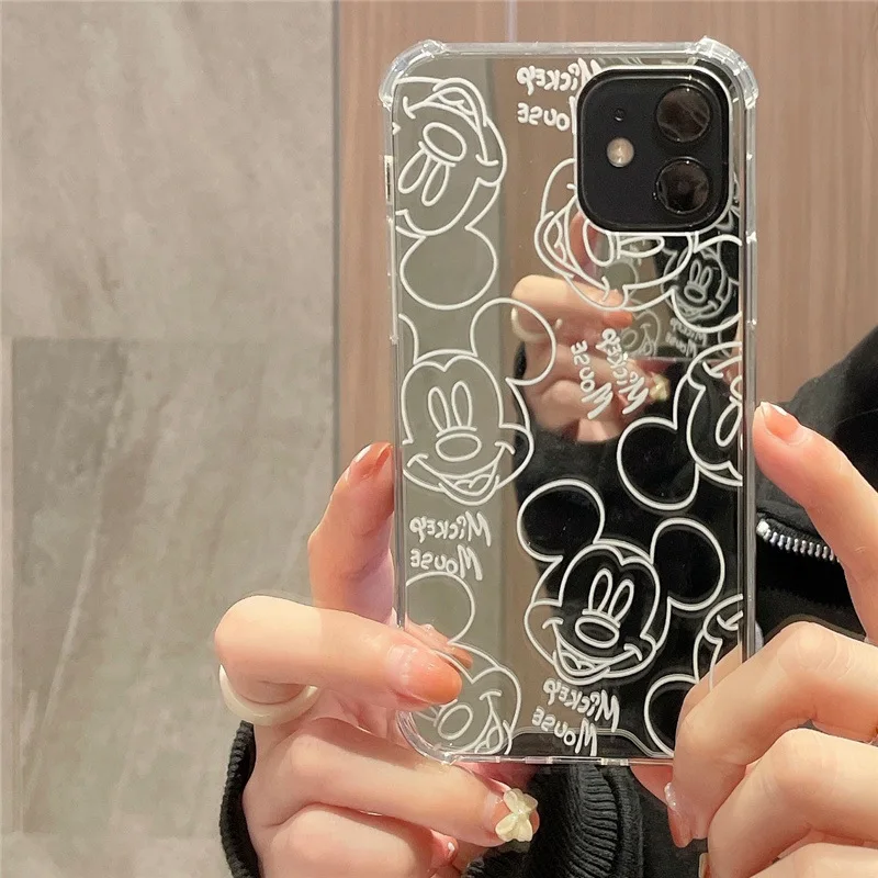 New Minnie Mouse Face Mirror Phone Cover Case For iPhone 12 11 Pro max 7 8 Plus X Xr Xs Max Cute Disney Cartoon Protect Shell |