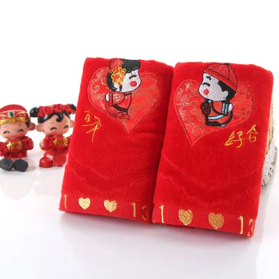Mailing75X35CM хлопок Красное Полотенце вышивка подарок свадебные принадлежности полотенца для влюбленных банные полотенца для взрослых Vs розовый - Цвет: Centennial2 pieces