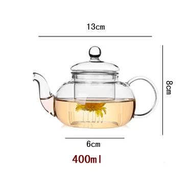 Высококачественный термостойкий стеклянный цветочный чайный горшок, практичная бутылка цветочный чайный стакан стеклянный чайный горшок с заваркой чайный лист травяной кофе - Цвет: 400ml