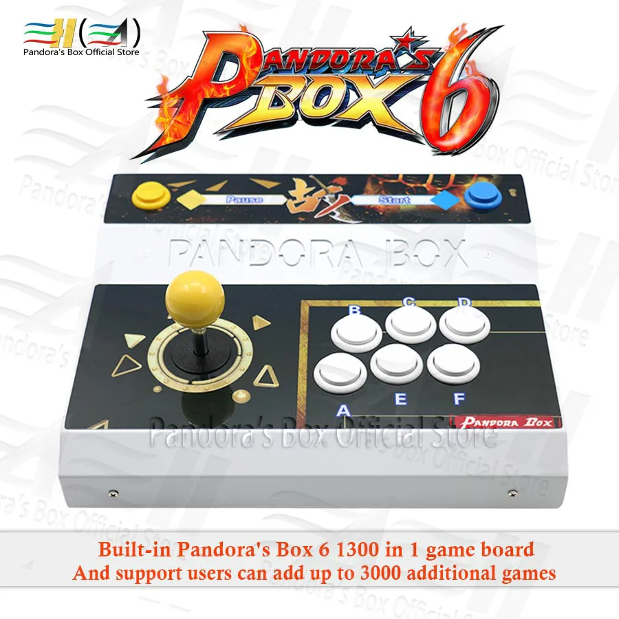 Новинка Pandora box 6 1300 в 1 одинарный Железный консоль аркадная игра fight stick Поддержка FBA MAME PS1 может добавить 3000 игр 3d tekken