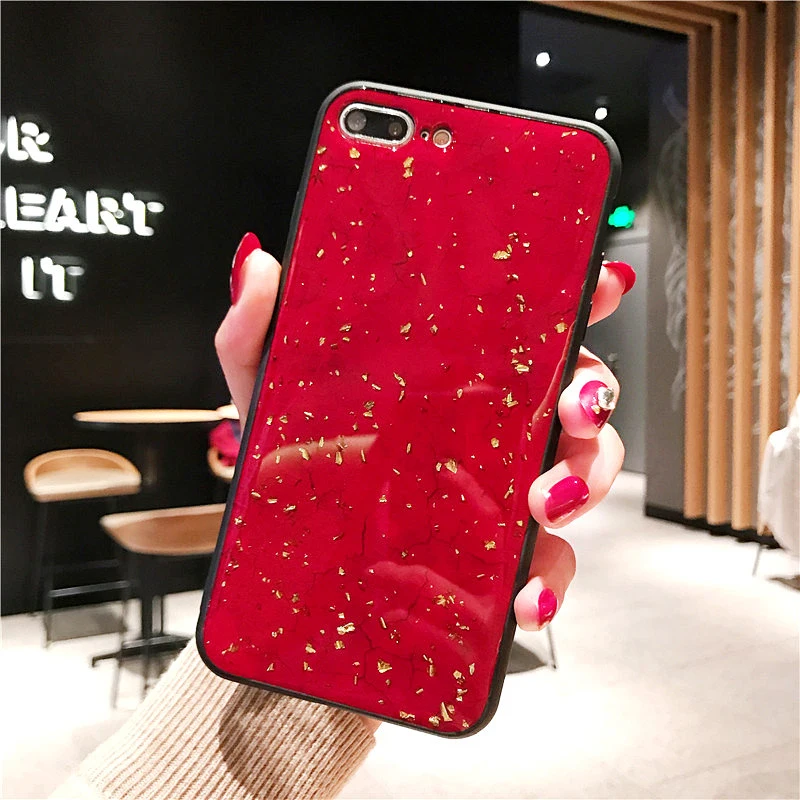 Эпоксидная Золотая фольга Gem чехол для телефона для Samsung Galaxy J2 J4 J5 J6 J7 J8 Plus Prime Note 10 Pro Чехол с кольцом держатель ремешок крышка - Цвет: Red Case