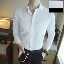 Высококачественная полосатая Мужская белая рубашка с длинным рукавом, мужские рубашки, деловая рубашка на пуговицах, Офисная официальная повседневная одежда