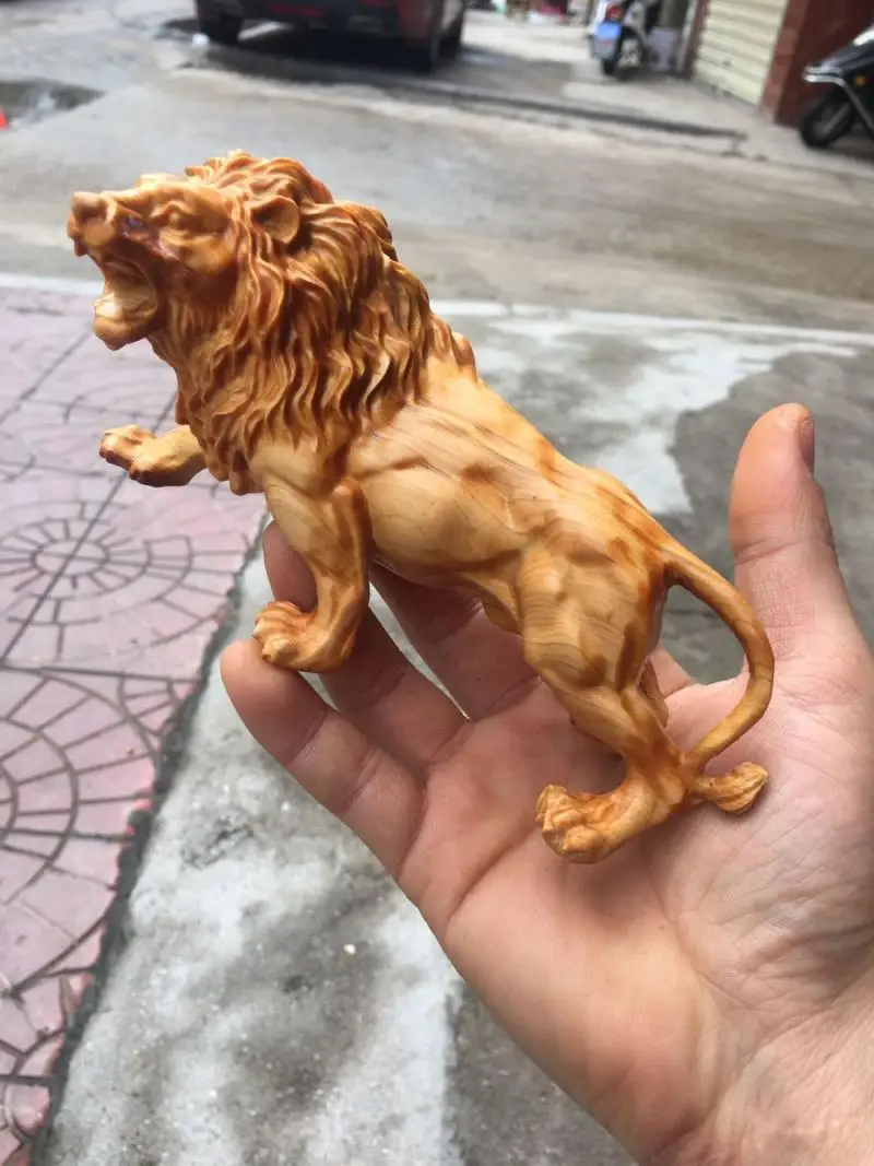 TOP COOL GOOD gift Auspicious luck Handmade wood carving animal lion statue Ornament | Дом и сад