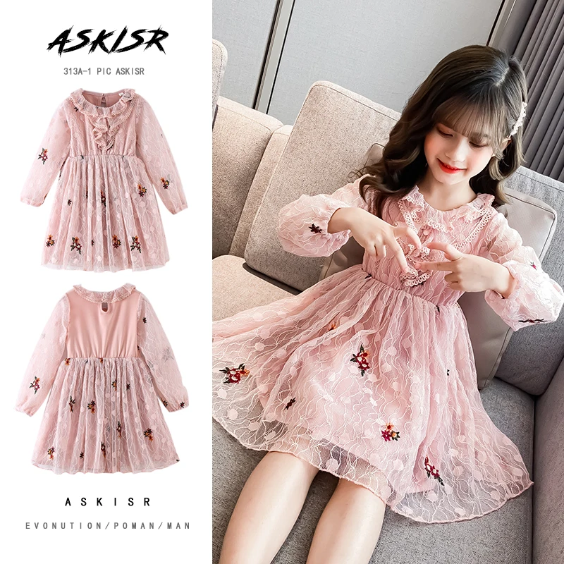 Girls Embroidery Dress 2020 New Autumn Teenage with Floral Beautiful Toddler Baby Princess for Girl |