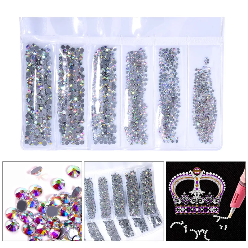 

1700pcs High Quality 6 Sizes One Pack Hot Fix Rhinestones Iron On Crystal Strass Hotfix Rhinestones for Garments B1294