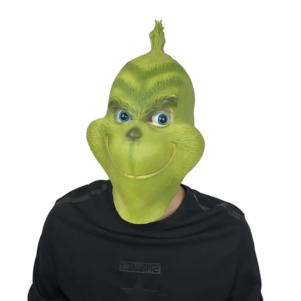 2 Рождественская латексная маска Grinch, карнавальный костюм на Рождество, Вечерние Маски Grinch, Карнавальная маска на лицо, перчатки, аксессуары для украшения дома - Цвет: 2