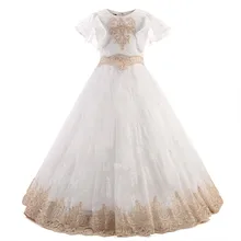 Princess Beige Flower Girl Dress with Champagne Lace A Line Appliques Formal Holy Girls First Communion Dresses