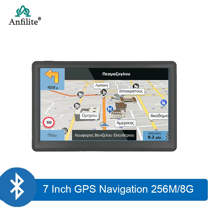 Anfilite 7 inch truck 256M 8GB navigator OS CE 6.0 MTK bluetooth avin vehicle car GPS Navigation with Rear View Wireless camera |
