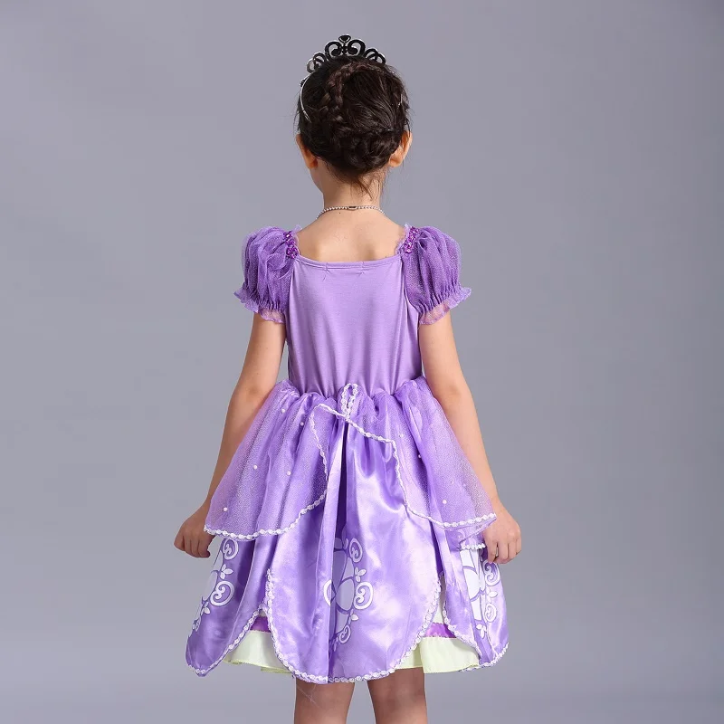 

Halloween Dress Girls Clothing Sofia Cotton Short-sleeved Princess Dress Sequined Dress Cosplay Performance Dress Purple Costume