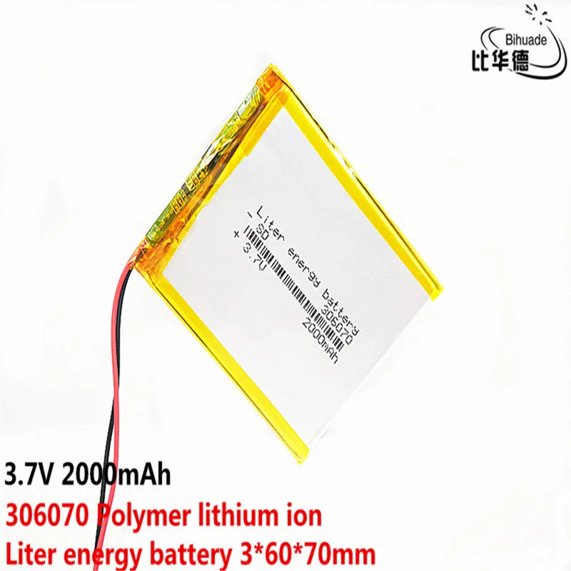 306070 3,7 V 2000mAh перезаряжаемый литий-полимерный аккумулятор для PDA gps DVR электронная книга планшетный ПК power Bank Wexler Book E6005 356070