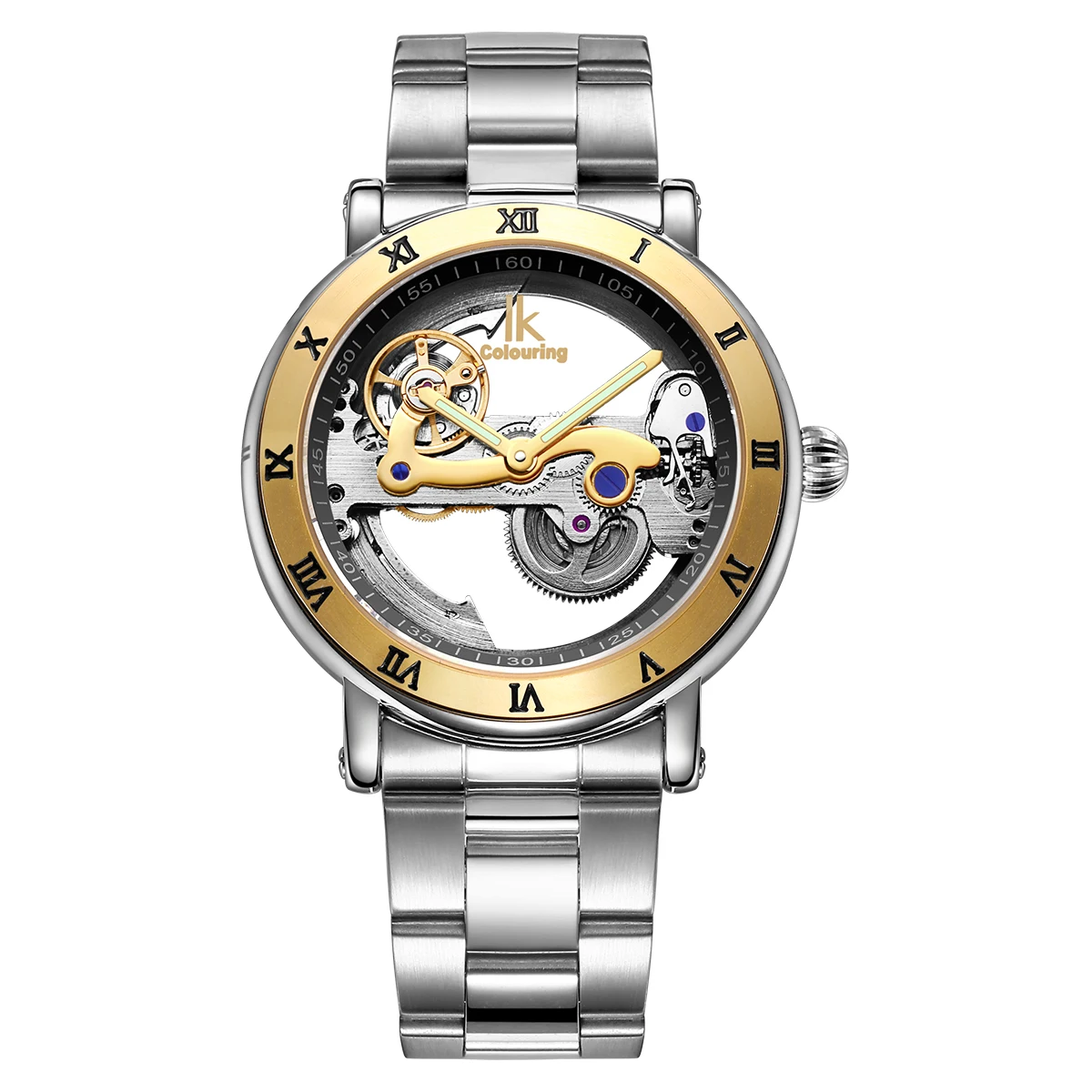 

Automatic Machinery Men Self-winding Watch Fashion Leisure Simple StainlessSteel Watchband Gold Watch Plate Waterproof Men Watch