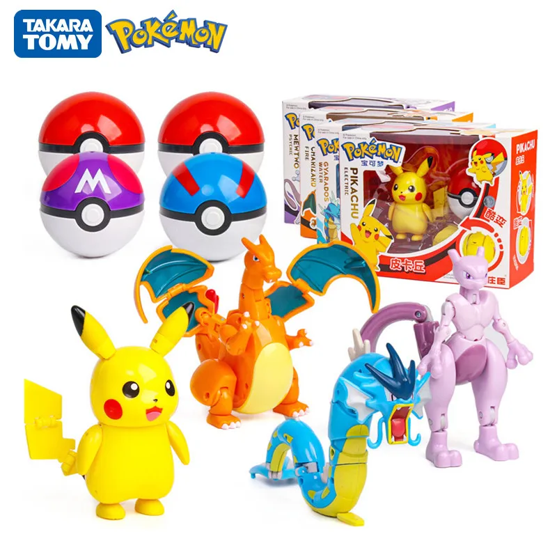 Pokemon Brinquedos Set Pocket Monster Pikachu Deformado Action Figure  Dragon Game Ball Model Charmander Anime Christmas Halloween Gift