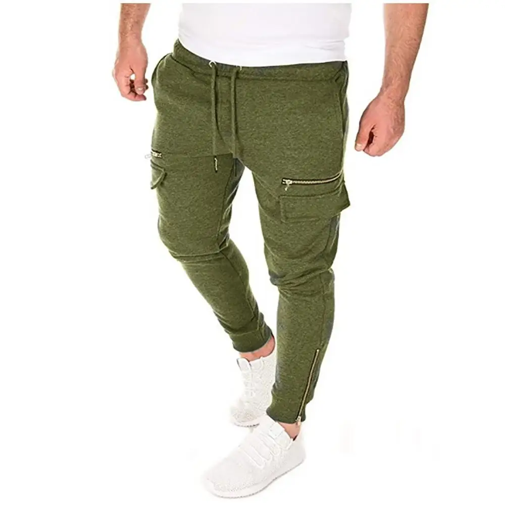 

New Men Slim Pencil Pants Hip Hop Joggers Casual Pockets Men Ankle Zipper Sweatpants Drawstring Trousers Pantalones De Hombre