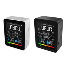 5 em 1 medidor de co2 digital temperatura e umidade sensor tester monitor da qualidade do ar dióxido carbono formaldeído hcho detector