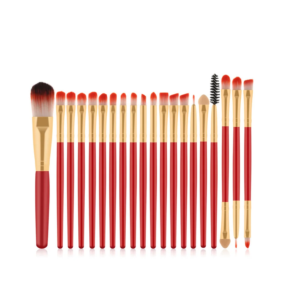 Red gold 203 20 шт./компл. набор кистей для макияжа, тени для глаз, пудра, румяна основание смешивания подводка для глаз бровей щетка для ресниц Красота ящик для инструментов - Handle Color: Red gold 203