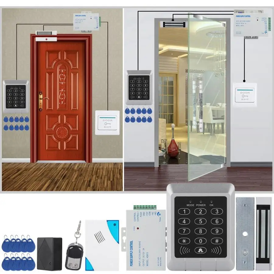 NEW Professional DC 12V Electric Magnetic Door Lock Access Control Card Password Door Security System Kit On Sale