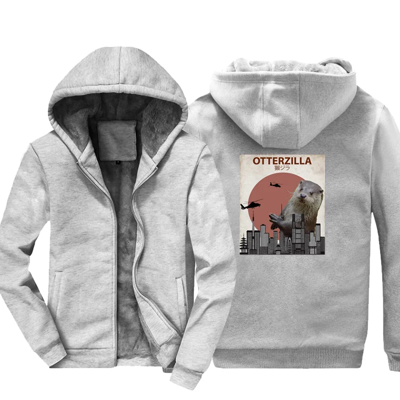 Забавные Otterzilla забавные толстовки с капюшоном милый подарок для влюбленных мужчин зимние Утепленные толстовки Harajuku уличная одежда