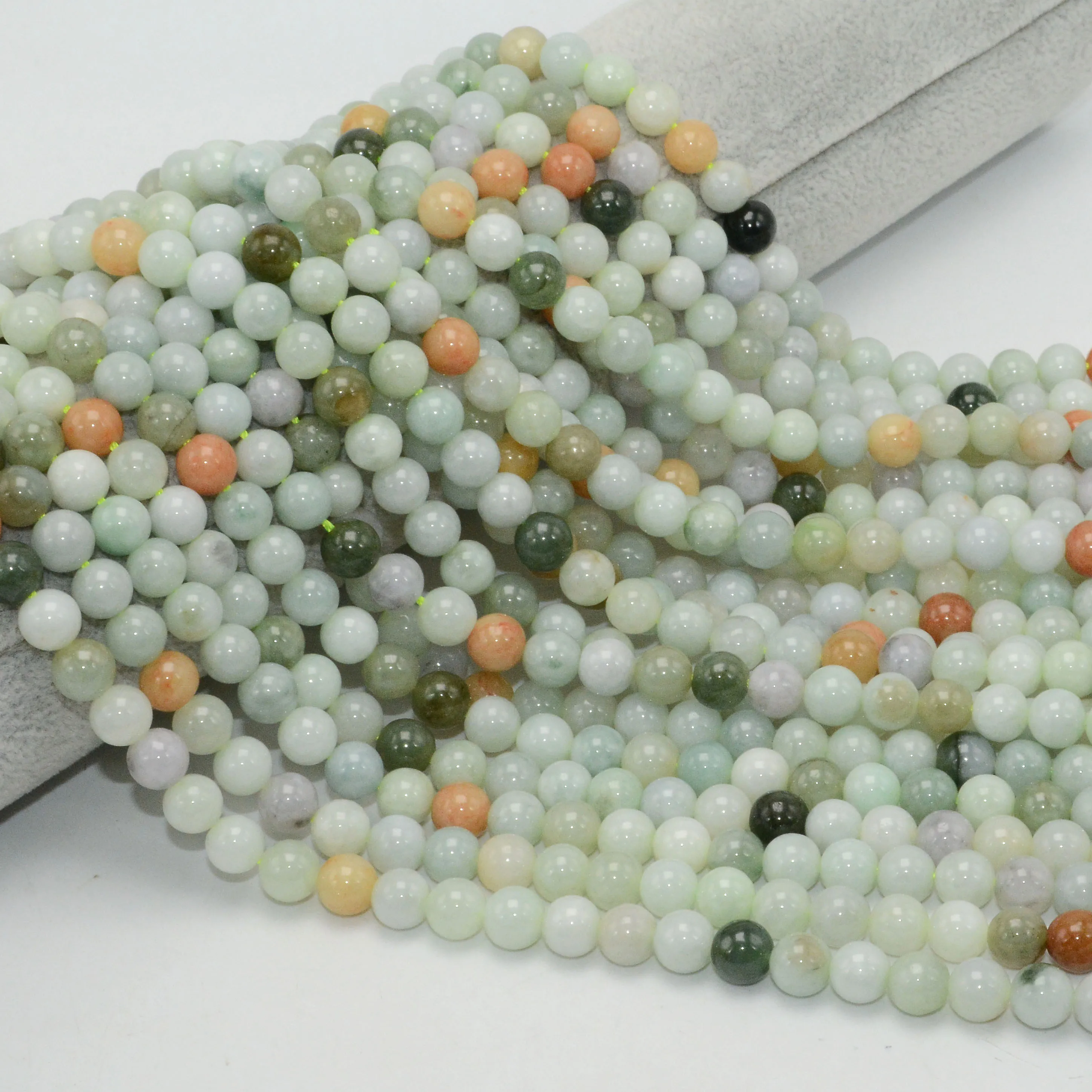 

Natural Mixed Color Burma Jade Loose Round Beads 8mm