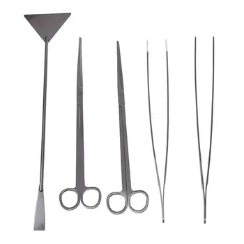 

5 in-1 Stainless Steel Aquarium Tank Tweezers Scissors Spatula Tool Set