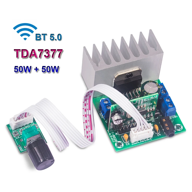 2*50W TDA7377 Class AB Amplifier Board Bluetooth-Compatible Stereo Dual Channel Home Theater AUX Amp DC9-18V 2