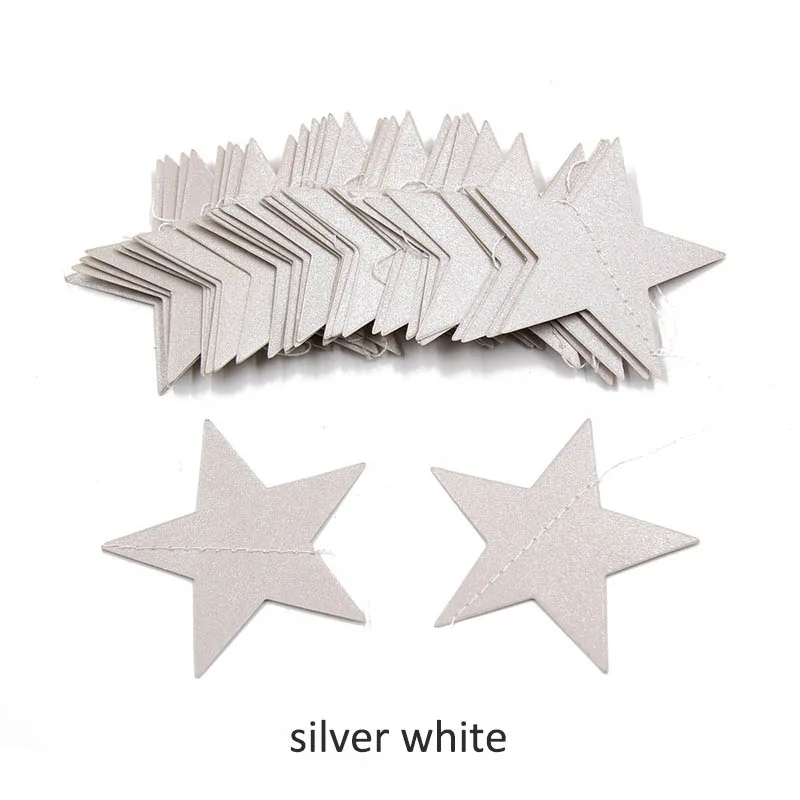 silver white Дерево Рождественский Декор Бумажная гирлянда занавеска гирлянды 4 м бумага со звездами струнные подвесные украшения для вечеринки с днем рождения Аксессуары - Цвет: silver white