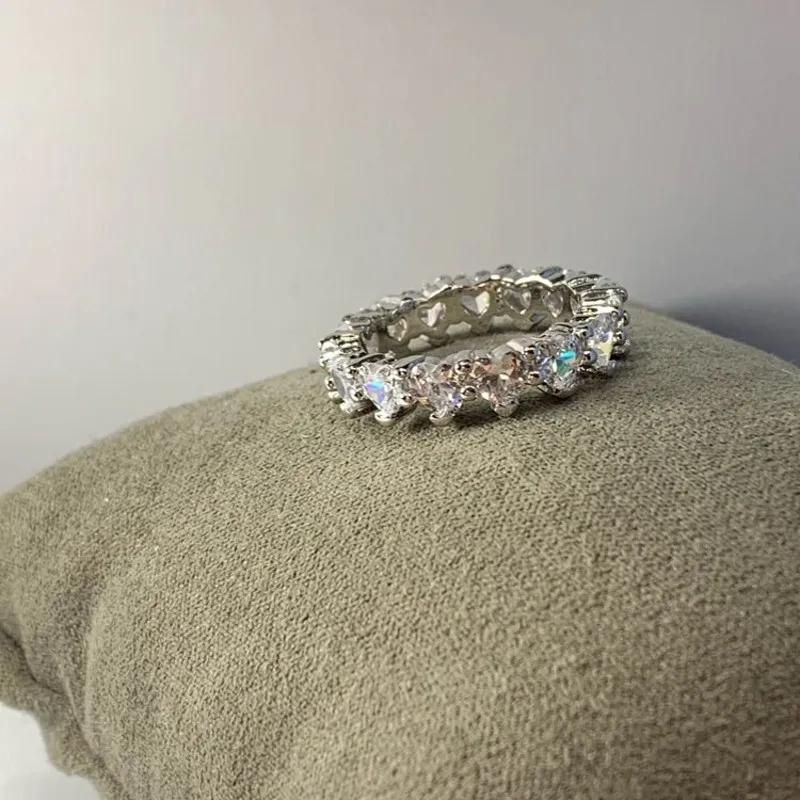 Кольцо в форме сердца, настоящее 925 пробы, серебро, AAAAA, кубический цирконий, массивные вечерние Обручальные кольца для женщин, свадебные ювелирные изделия