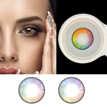 

2Pcs/pair Mrs.H Mary Su Series Rainbow Beautiful Pupil Color Contact Lenses Crystal Clear Lenses Comfortable Soft No Dry Eyes
