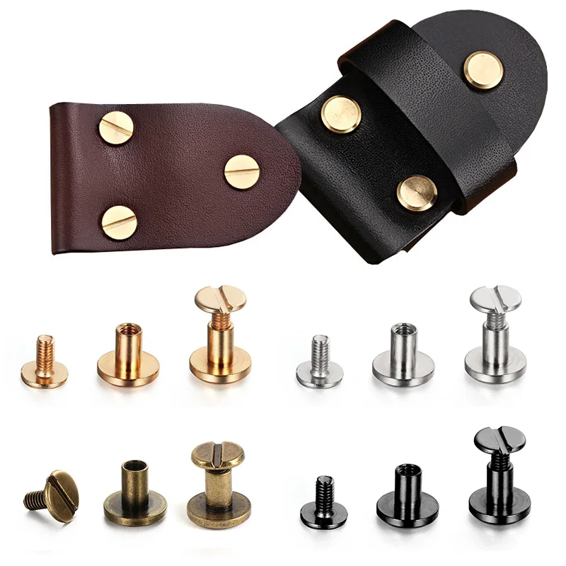 10PC Leather Craft Solid Nail Bolt Bookkeeping Round Head Screws Strap  Rivets Screw for Luggage Craft