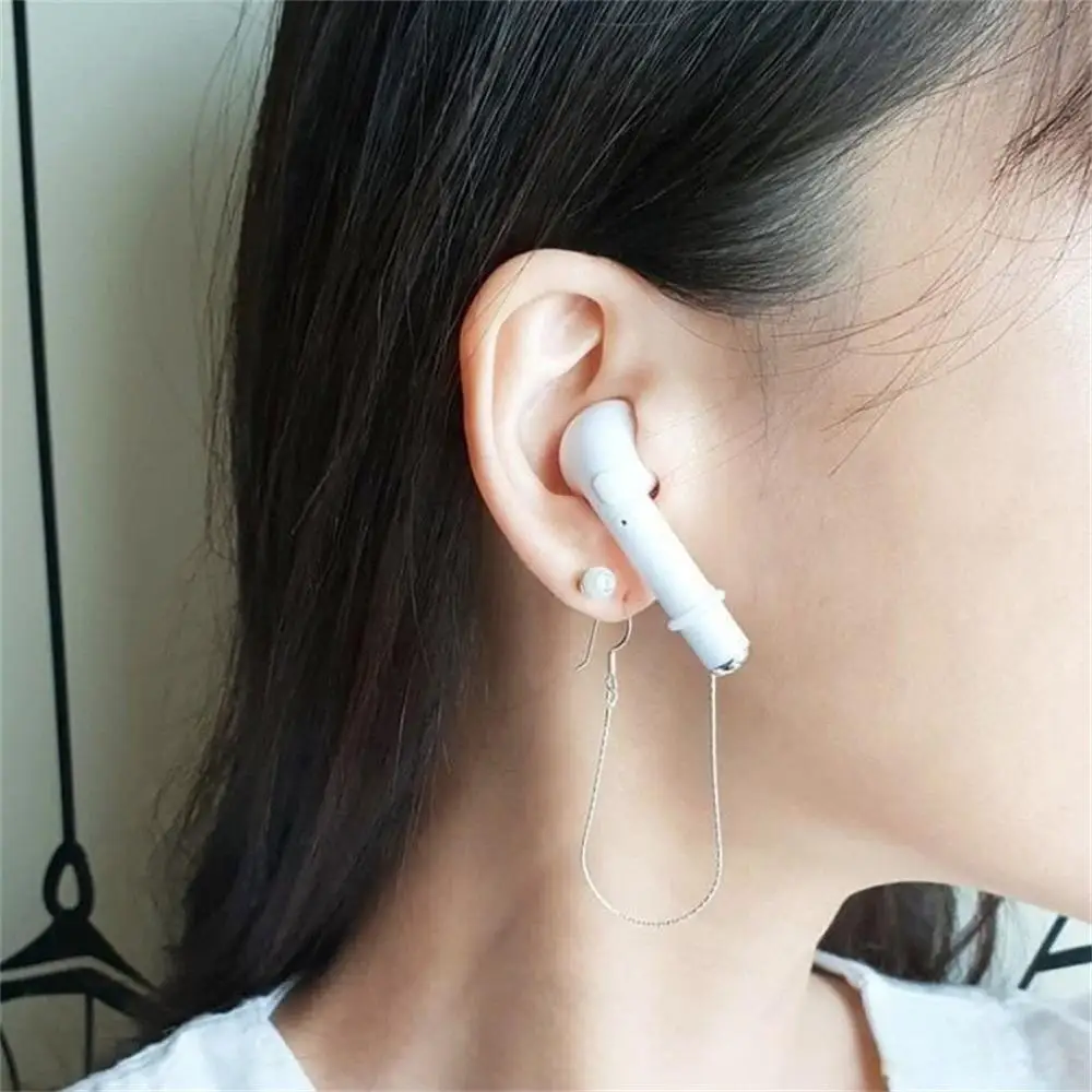 Серебряные серьги с кольцом крючком для Apple AirPods подарочные аксессуары bluetooth