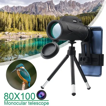 

Powerful Monocular Long Range 12X For Phone 80X100 Military Spyglass High Quality HD Hunting Optics New