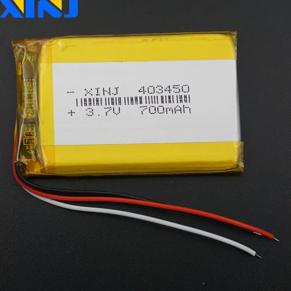 XINJ 3,7 V 700 mAh 3 провода для термистор литий-полимерный Li Po аккумулятор литий-ионный 403450 для электронной книги КПК MID ipod портативная dvd-камера