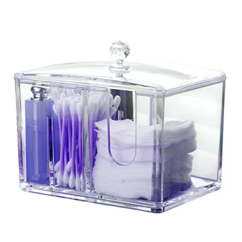 

Acrylic Cotton Swab Makeup Box Portable Container Make Up Cotton Pad Holder Cosmetics Organizer