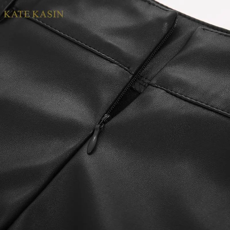 Kate Kasin юбки из искусственной кожи с высокой талией пикантные черные мини-юбки-карандаш осенне-зимняя праздничная одежда женские юбки